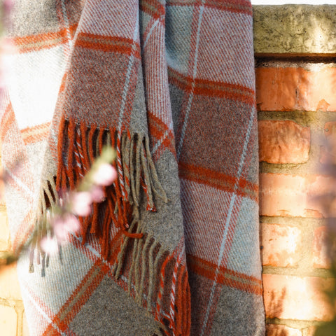 Handmade Shetland Wool Plaid Blanket