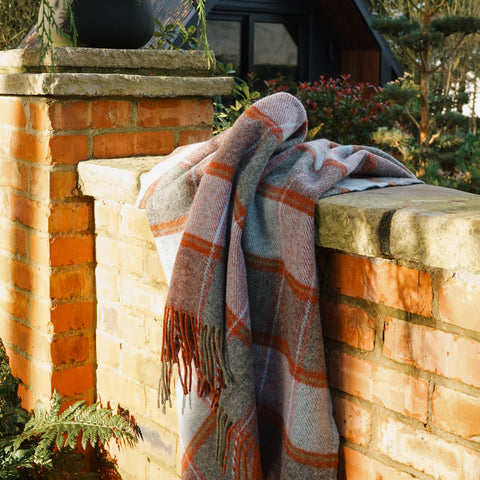 Handmade Shetland Wool Plaid Blanket