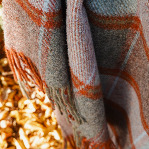 Handmade Shetland Wool Plaid Blanket