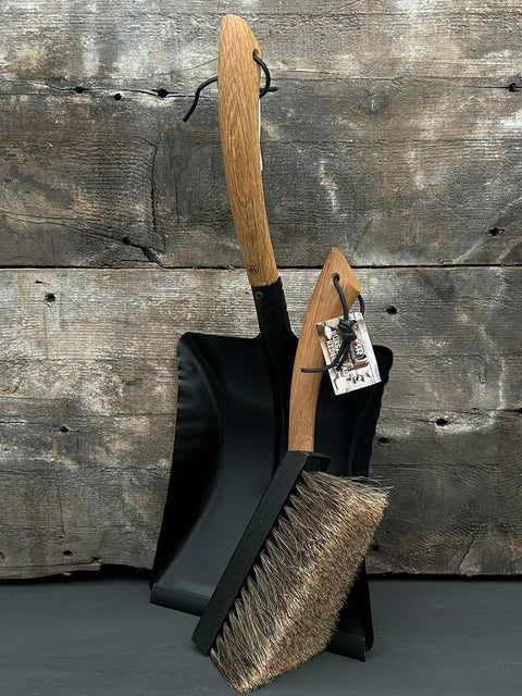 Oak Handled Brush and Dustpan Set