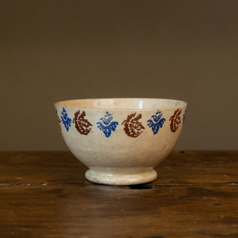Antique Spongeware Porridge Bowl with Matching Mug