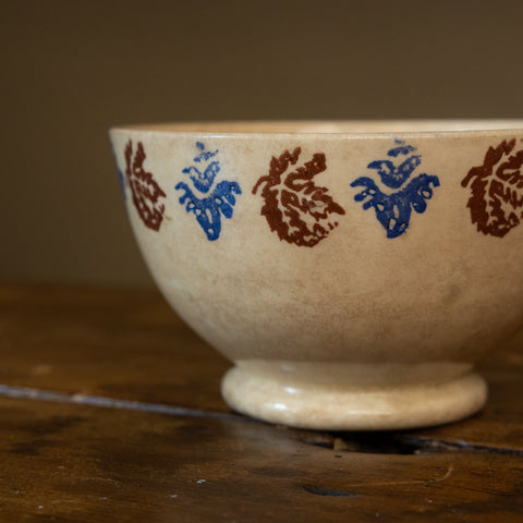 Antique Spongeware Porridge Bowl with Matching Mug