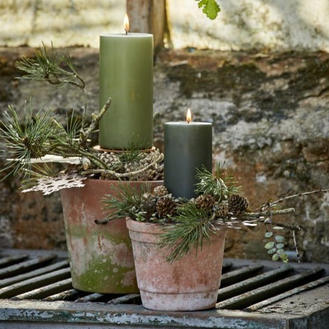 Deep Olive Pillar Candle